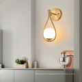 High quality modern wall mount light fixtures living room glass copper led wall light